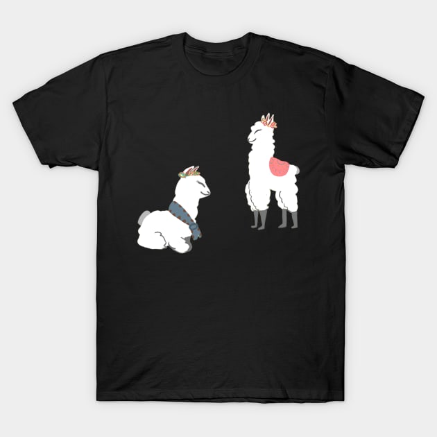 Sweet Happy Cloudlike Llamas T-Shirt by goblinbabe